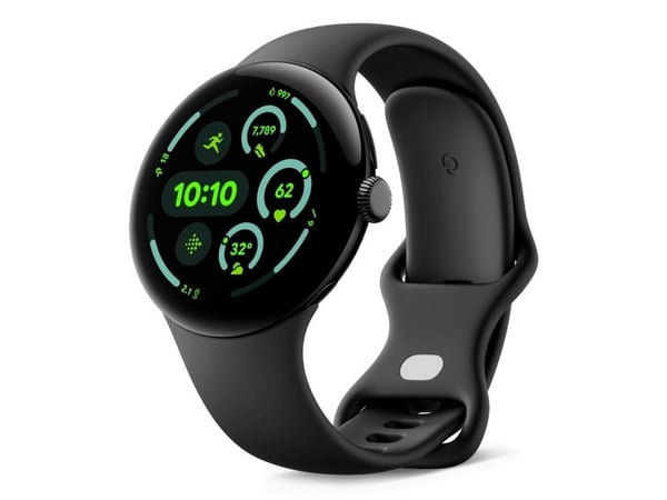 Google Pixel Watch 3 - 45 mm - mattsvart aluminium - smartklokke med aktivt bånd - fluorelastomer - obsidian - båndbredde: L - 32 GB - Bluetooth, W...