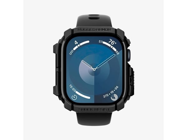 Spigen Rugged Armor, Etui, Smartklokke, Svart, Apple, Apple Watch 10 (42mm), Termoplastisk polyuretan (TPU)