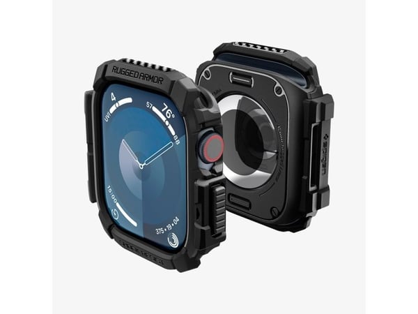Spigen Rugged Armor, Etui, Smartklokke, Svart, Apple, Apple Watch 10 (42mm), Termoplastisk polyuretan (TPU)
