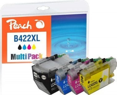Peach PI500-383, Høyt (XL) utbytte, Sort, Cyan, Fiolblå, Gult, 60 ml, 20 ml, 4 stykker, Multipakke