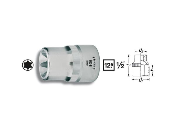 HAZET 900-E20, Uttag, 1/2", Metrisk, 1 huvuden, E20, 2,7 cm