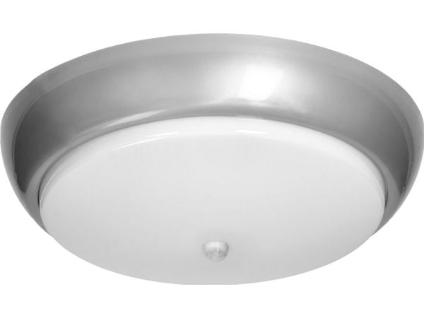 Orno KOKO LED-valaisin PIR-liiketunnistimella, 12W, 3000K, 1100lm, hopea-polypropyleeni, diffuusori - polykarbonaatti, IP44, IK10