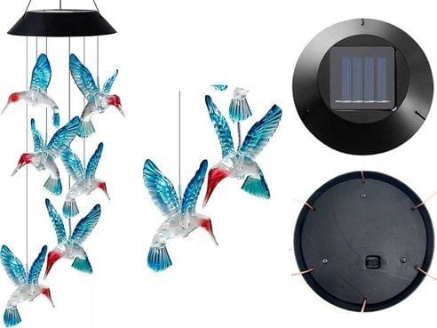 LeanToys solcellelampe kolibri fugler LED fargerik