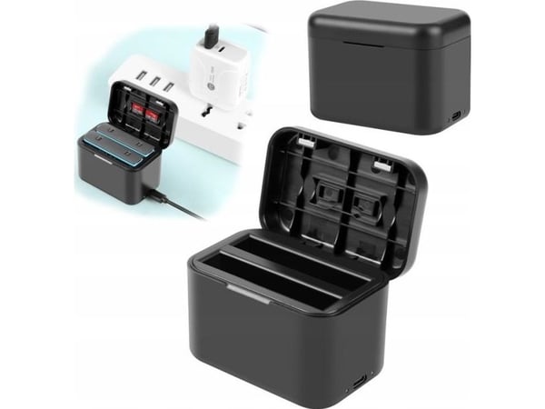 Puluz kameralader USB-lader for 2x oppladbart batteri for Insta360 X4 Insta 360 X 4 / Pu999b