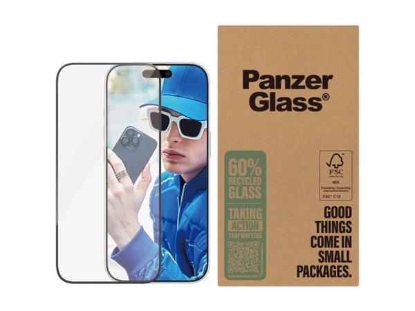 PanzerGlass - Skjermbeskyttelse for mobiltelefon - ultrabred passform - glass - rammefarge svart