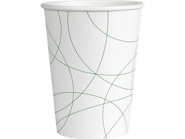 Kaffebæger Leaf Abstract, ABENA Gastro, 11cm, Ø9cm, 36 cl, 38 cl, hvid, papir - (16 stk.)