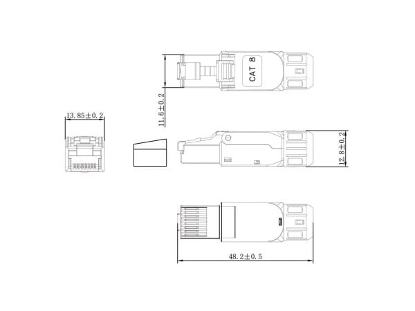 VALUE 21.99.1804, RJ-45, Sølv, Hankjønn, Rett, Zink, Cat8