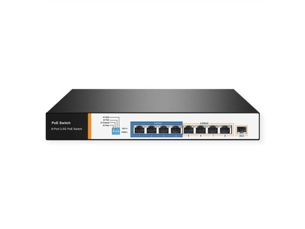 VALUE 21.99.1189, 2.5G Ethernet (100/1000/2500), Täysin kaksipuolinen, Power over Ethernet -tuki, Telineasennus, 1U