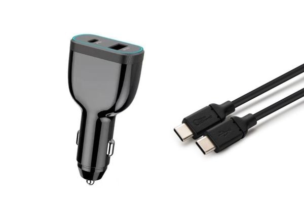 CoreParts - Strömadapter för bil - 78 Watt - 4 A - QC 3.0, PD (USB typ A, USB-C) - på kabel: USB-C - svart