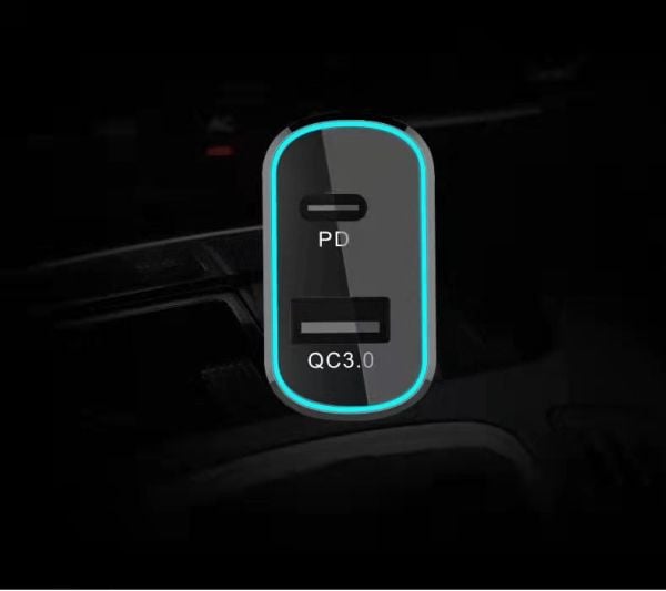 CoreParts - Strömadapter för bil - 78 Watt - 4 A - QC 3.0, PD (USB typ A, USB-C) - på kabel: USB-C - svart