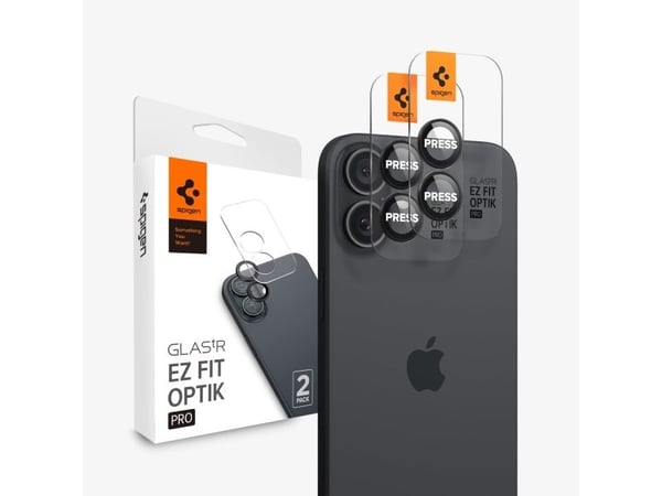 Spigen Optik Pro EZ Fit, Approach (brand), iPhone 16 Plus, Pölynkestävä, Naarmuuntumisenkestävä, Läpinäkyvä, 2 kpl