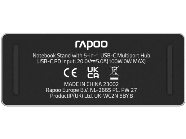 Rapoo UCS-5001, PC-stativ, Sølv, Aluminium, USB 3.2 Gen 1 (3.1 Gen 1) Type-C, USB Type-C, 5000 Mbit/s
