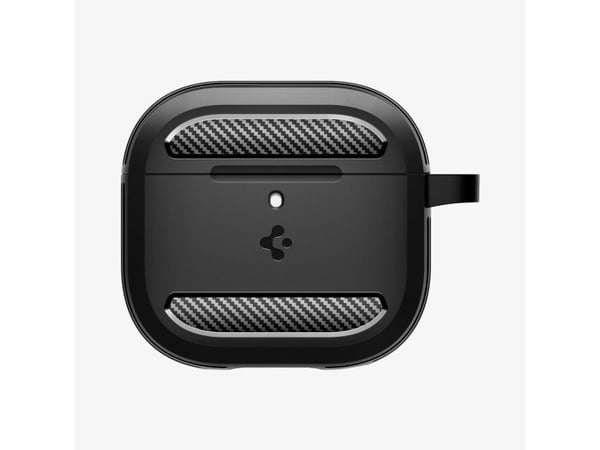 Spigen Rugged Armor - Boksdeksel for trådløse øretelefoner - robust - termoplast-polyuretan (TPU), silikon - matt svart - for Apple AirPods 4, 4 wi...