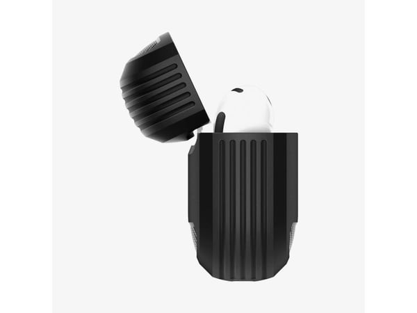 Spigen Rugged Armor - Boksdeksel for trådløse øretelefoner - robust - termoplast-polyuretan (TPU), silikon - matt svart - for Apple AirPods 4, 4 wi...