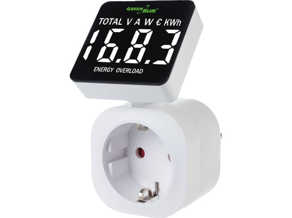 GreenBlue-energiamittari, wattimittari, 16A, max. 3680W, muistilla varustettu alamittari, GB620 E