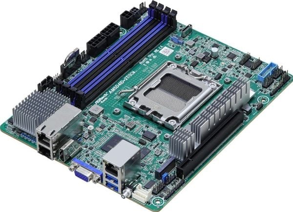 ASRock Rack AM5D4ID-2T/BCM - Hovedkort - deep mini-ITX - Socket AM5 - AMD X300 Chipset - USB 3.2 Gen 1 - 2 x 10 Gigabit LAN - innbygd grafikk