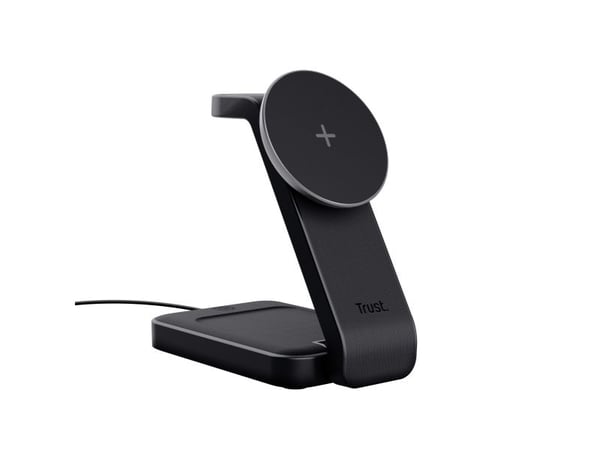 Trust Viro - Trådløst ladestativ - magnetisk, 3-i-1 - 20 watt - svart