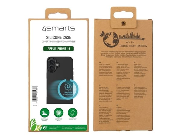 4smarts 541186, Suojus, Apple, iPhone 16, 15,5 cm (6.1"), musta