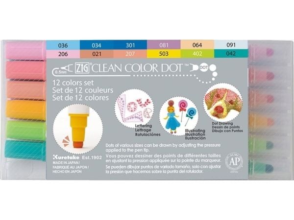 Zig Clean Color DOT – 12 färger