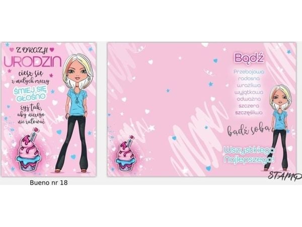 Stamp gratulasjonskort Bueno B6 + konvolutt (mønster nr. 18) bursdag