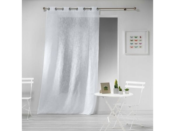Douceur d'Interieur gardin til stue med linlook 140 x 240 cm HALTONA hvit