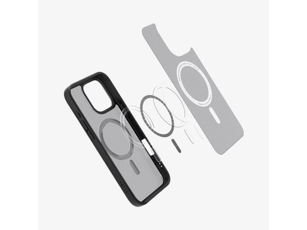 Spigen Ultra Hybrid MagFit - Baksidedeksel for mobiltelefon - MagSafe-samsvar - polykarbonat, termoplast-polyuretan (TPU) - frostsvart - for Apple ...