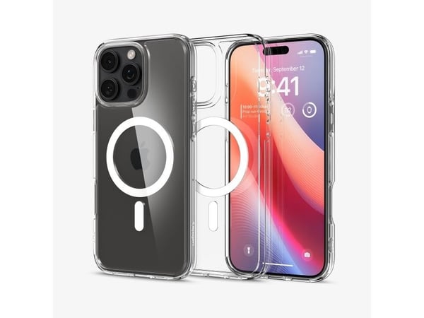 Spigen Ultra Hybrid MagFit - Baksidesskydd för mobiltelefon - MagSafe-kompatibilitet - polykarbonat, termoplastisk polyuretan (TPU) - vit - för App...
