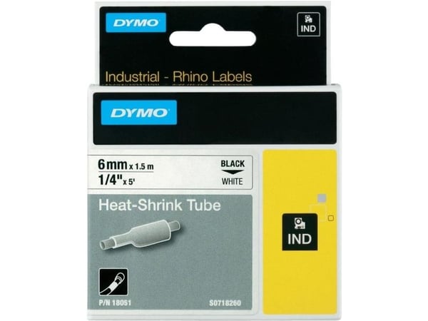 DYMO - Polyolefin - svart på hvitt - Rull (1,2 cm x 1,5 m) 1 rull(er) hylser - for Rhino 4200, 6000, 6000 Hard Case Kit