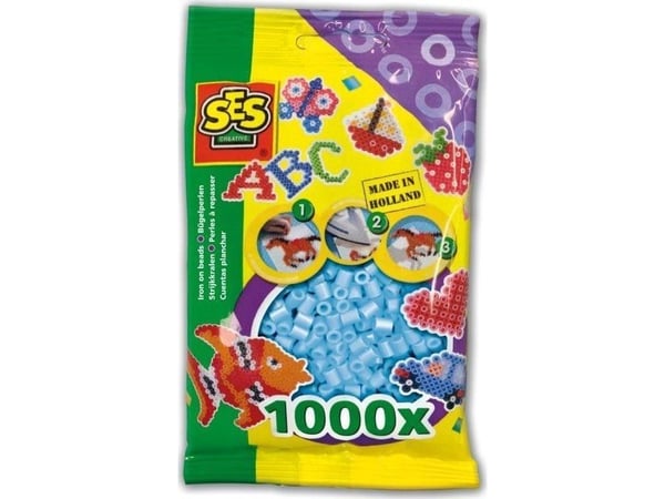 SES Creative Beedz Barnepakke med 1000 lyseblå strykeperler, Sikringsperle, 1000 stk, Blå, Dreng/Pige, 5 År, 12 År