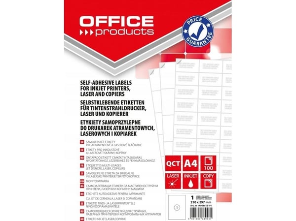 Kontorsetiketter OFFICE PRODUCTS, 210x297 mm, vit, 100 ark