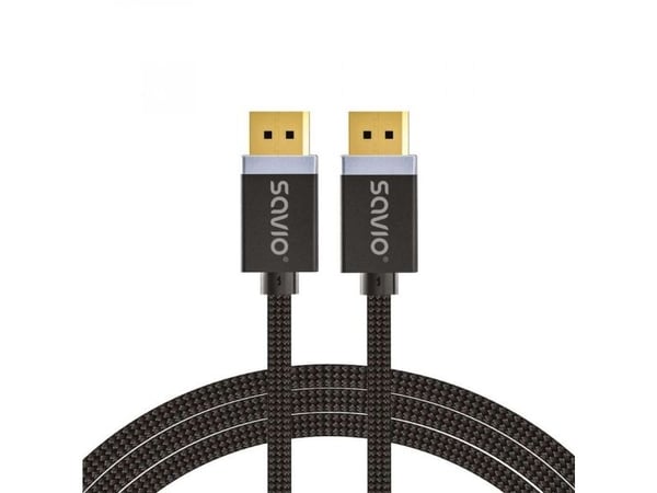 Savio DisplayPort cable 2 m Black CL-166, 2 m, DisplayPort, DisplayPort, Hankjønn, Hankjønn, 7680 x 4320 piksler