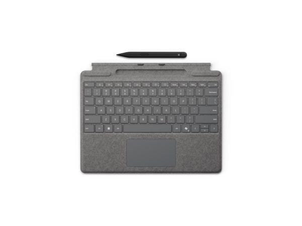 Microsoft Surface Pro Keyboard - Tastatur - med styrepute, akselerometer, lagrings- og ladebakke for Surface Slim Pen 2 - AZERTY - Belgisk - platin...