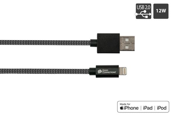 Good Connections USB 2.0-lade- og datakabel for iPhone/iPad/iPod USB-A-plugg til Lightning - Den høykvalitets og offisielt Apple-sertifiserte Light...