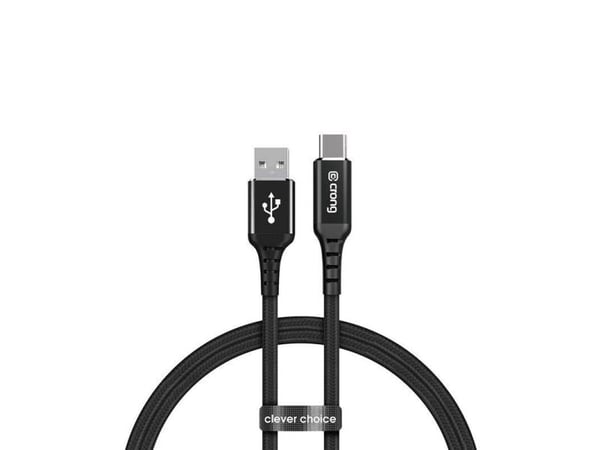Crong Armor Link, 1,5 m, USB A, USB C, Svart