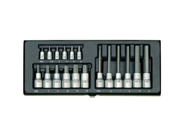 Proxxon 23 100, 18 stykker, 2,2.5,3,4,5,6,7,8,10,12 mm, 25,4 / 4 mm (1 / 4"), Boks