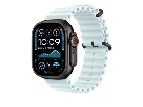 Apple - Klokkerem forlengelse for smart armbåndsur - 49 mm, svart titanfinish - 130 - 250 mm - isblå