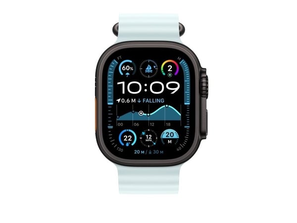 Apple - Klokkerem forlengelse for smart armbåndsur - 49 mm, svart titanfinish - 130 - 250 mm - isblå