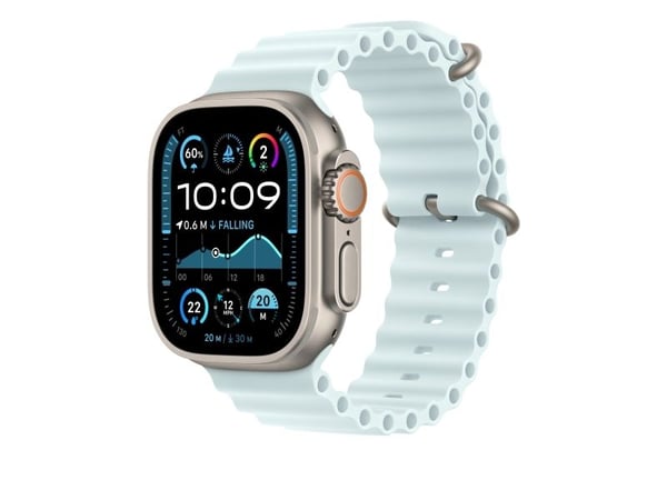Apple - Klokkerem forlengelse for smart armbåndsur - 49 mm, naturlig titanfinish - 130 - 250 mm - isblå