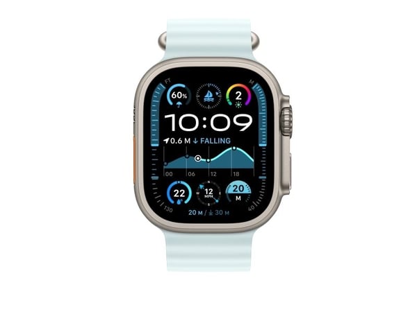 Apple - Klokkerem forlengelse for smart armbåndsur - 49 mm, naturlig titanfinish - 130 - 250 mm - isblå