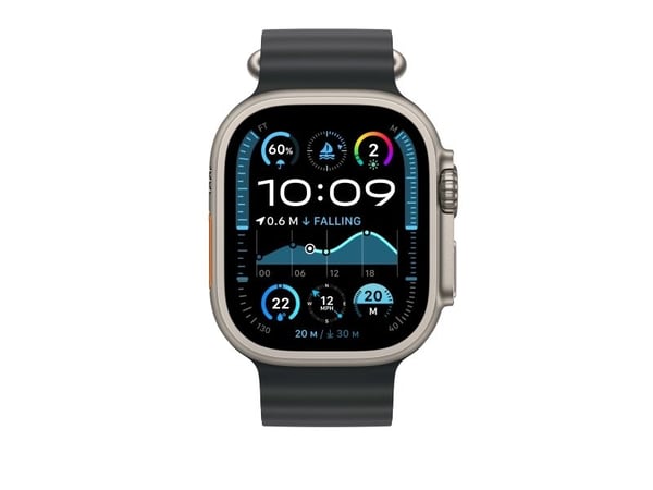 Apple - Klokkerem forlengelse for smart armbåndsur - 49 mm, naturlig titanfinish - 130 - 250 mm - svart