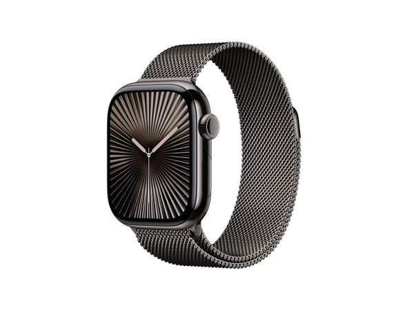 Apple Watch Series 10 (GPS + Cellular) - 42 mm - skiffer titan - smart klocka med milanesisk loop - nät av rostfritt stål - skiffer - handledsstorl...