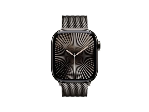 Apple Watch Series 10 (GPS + Cellular) - 42 mm - skiffer titan - smart klocka med milanesisk loop - nät av rostfritt stål - skiffer - handledsstorl...
