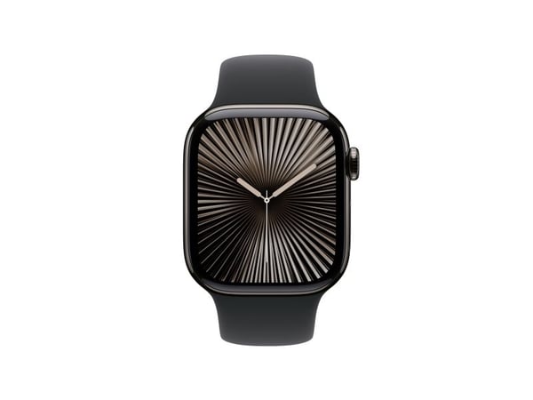 Apple Watch Series 10 (GPS + Cellular) - 42 mm - skifer titan - smartklokke med sportsbånd - fluorelastomer - svart - båndbredde: S/M - 64 GB - LTE...