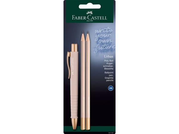 Faber-Castell 241123, Kuulakärkikynä, grafiittikynä, vaaleanpunainen, pyöreä, B, Blisteri