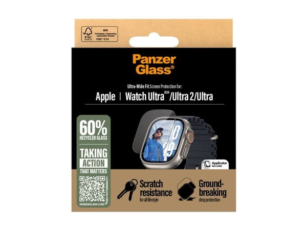 PanzerGlass - Skjermbeskyttelse for smart armbåndsur - ultrabred passform - glass - for Apple Watch Ultra 2