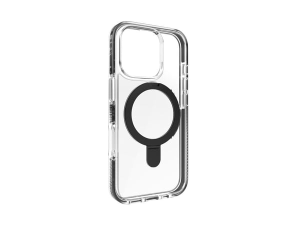 Zagg Santa Cruz Snap - Baksidedeksel for mobiltelefon - med ringstativ - MagSafe-samsvar - grafen - svart, gjennomsiktig - for Apple iPhone 16 Pro