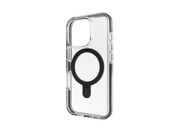 Zagg Santa Cruz Snap - Baksidedeksel for mobiltelefon - med ringstativ - MagSafe-samsvar - grafen - svart, gjennomsiktig - for Apple iPhone 16 Pro