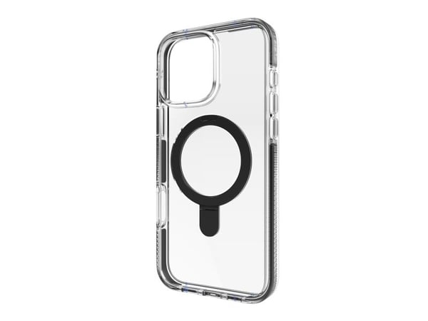 Zagg Santa Cruz Snap - Baksidedeksel for mobiltelefon - med ringstativ - MagSafe-samsvar - grafen - svart, gjennomsiktig - for Apple iPhone 16 Pro Max