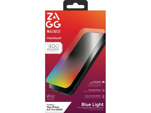 InvisibleShield Glass Elite VisionGuard, Apple, iPhone 16 Pro Max, Anti-bakteriell, Beskyttelse mot blått lys, Støvbestandig, Ripebestandig, Gjenno...