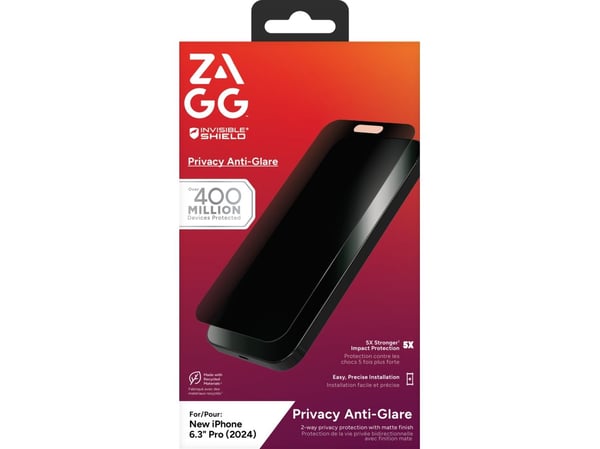 InvisibleShield Glass Elite Privacy Anti-Glare, Apple, iPhone 16 Pro, Antibakteerinen, Pölynkestävä, Naarmuuntumaton, 1 kpl